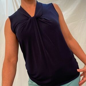 NWT, Karl Lagerfield Paris, Sleeveless Navy Blouse, Size Medium